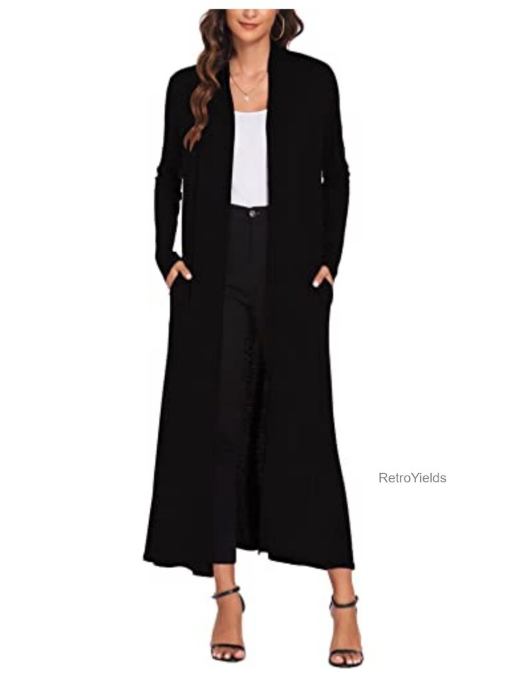 Women's Lightweight Open Front Floor Length Duster Cardigan Pockets